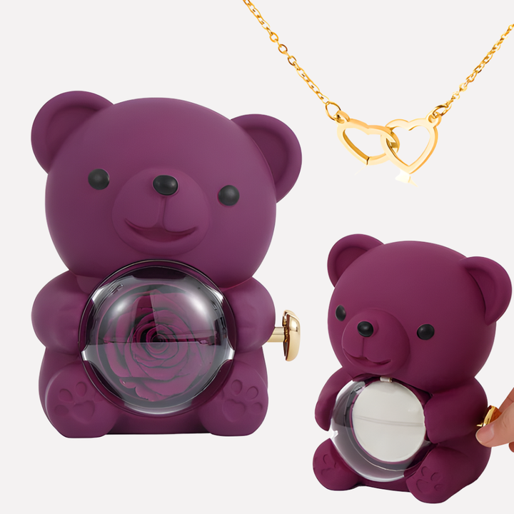 Engraved Heart Necklace with Keepsake Bear