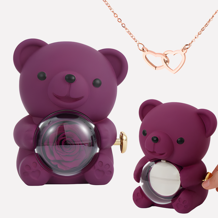 Engraved Heart Necklace with Keepsake Bear
