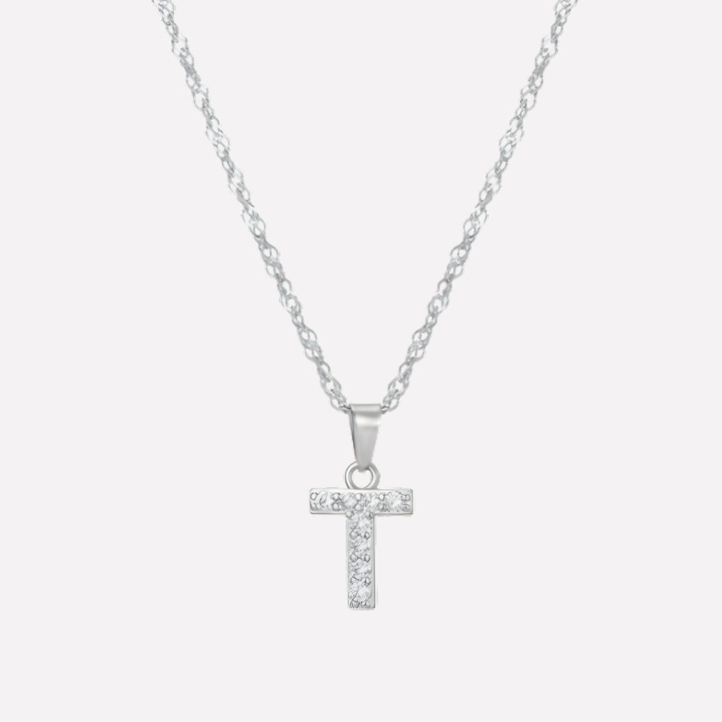 Letter Necklace with Zirconia