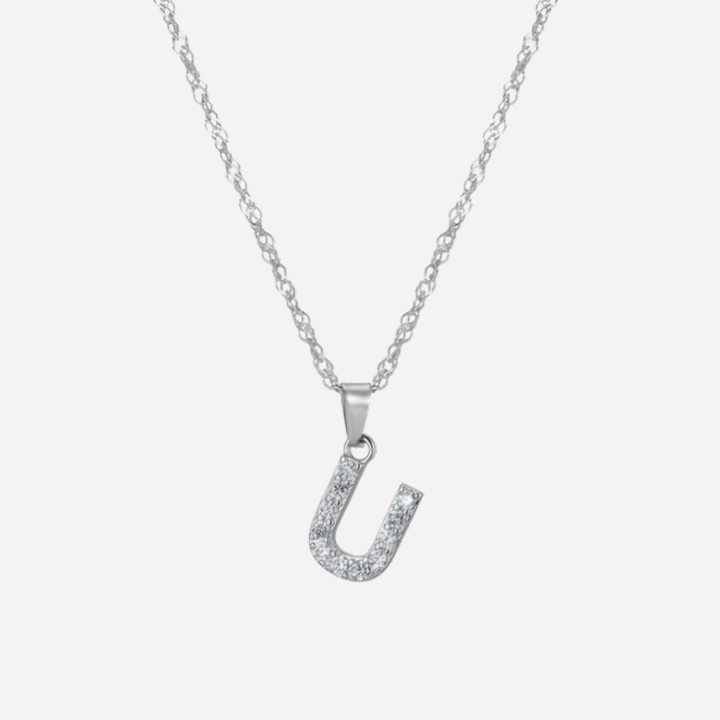 Letter Necklace with Zirconia
