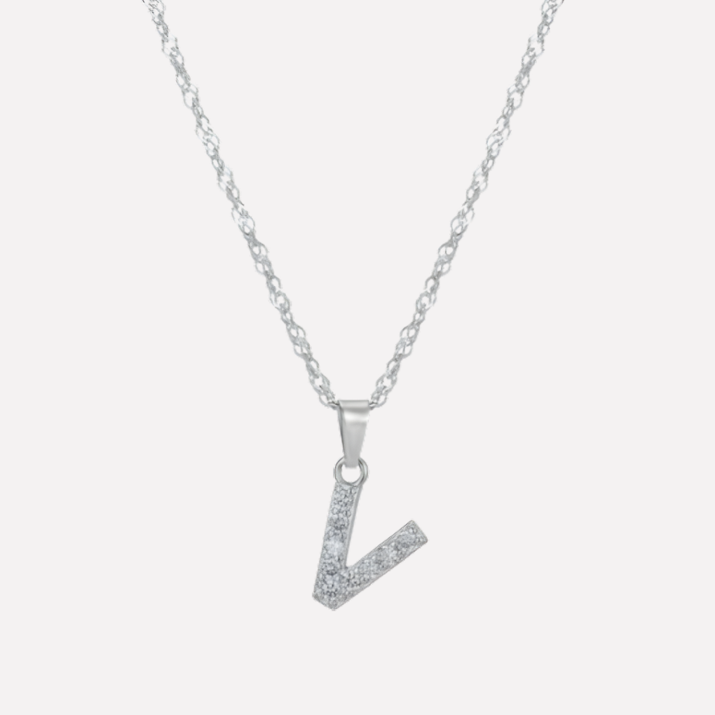 Letter Necklace with Zirconia