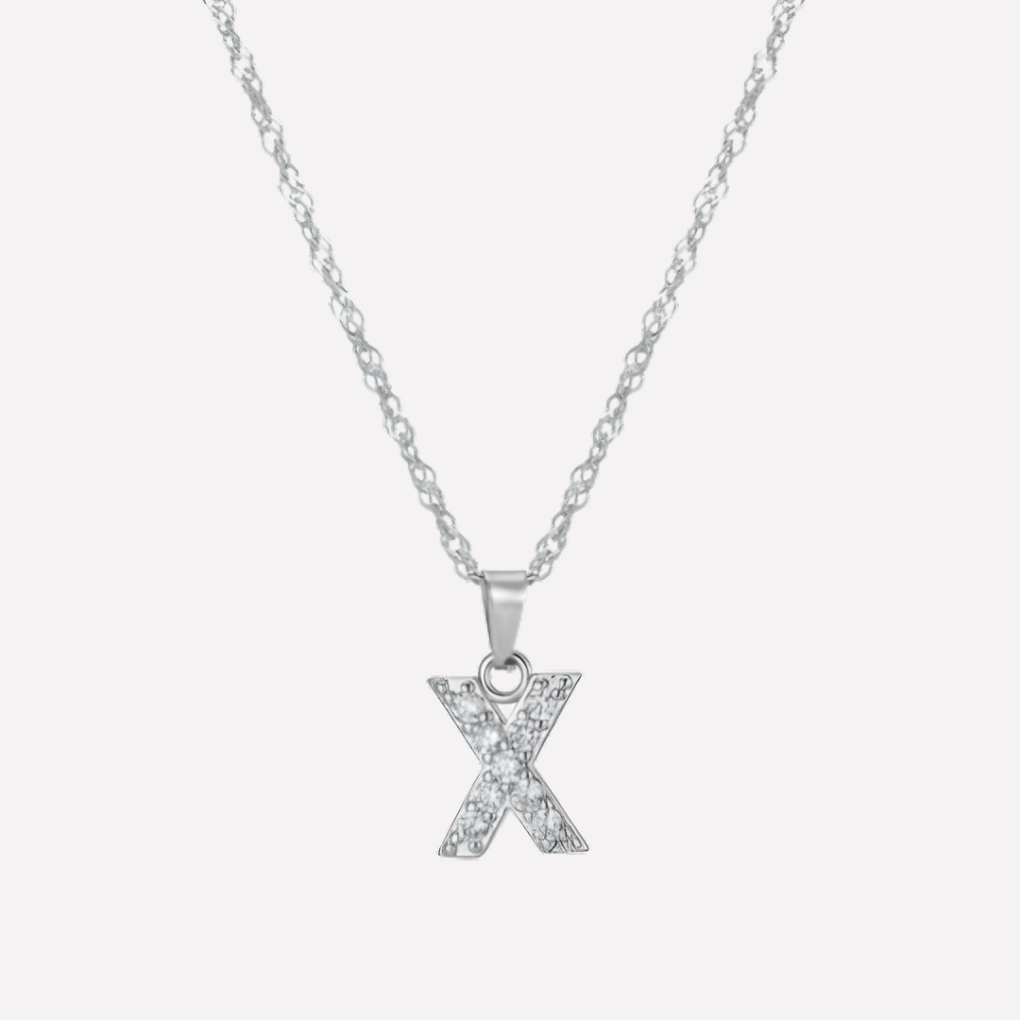 Letter Necklace with Zirconia