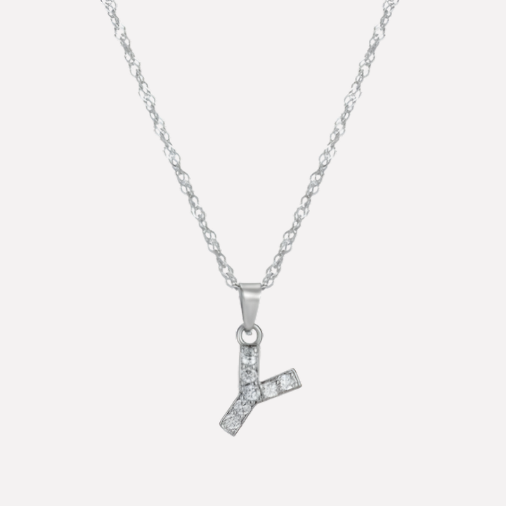 Letter Necklace with Zirconia