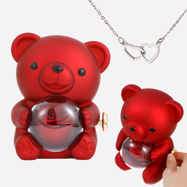 Engraved Heart Necklace with Keepsake Bear