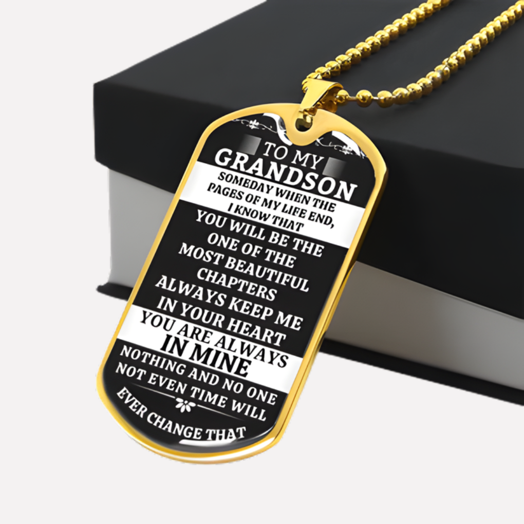 For Grandson – Always Keep Me in Your Heart Dog Tag Necklace