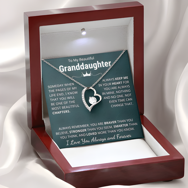 For Granddaughter I Love you Forever Heart Necklace