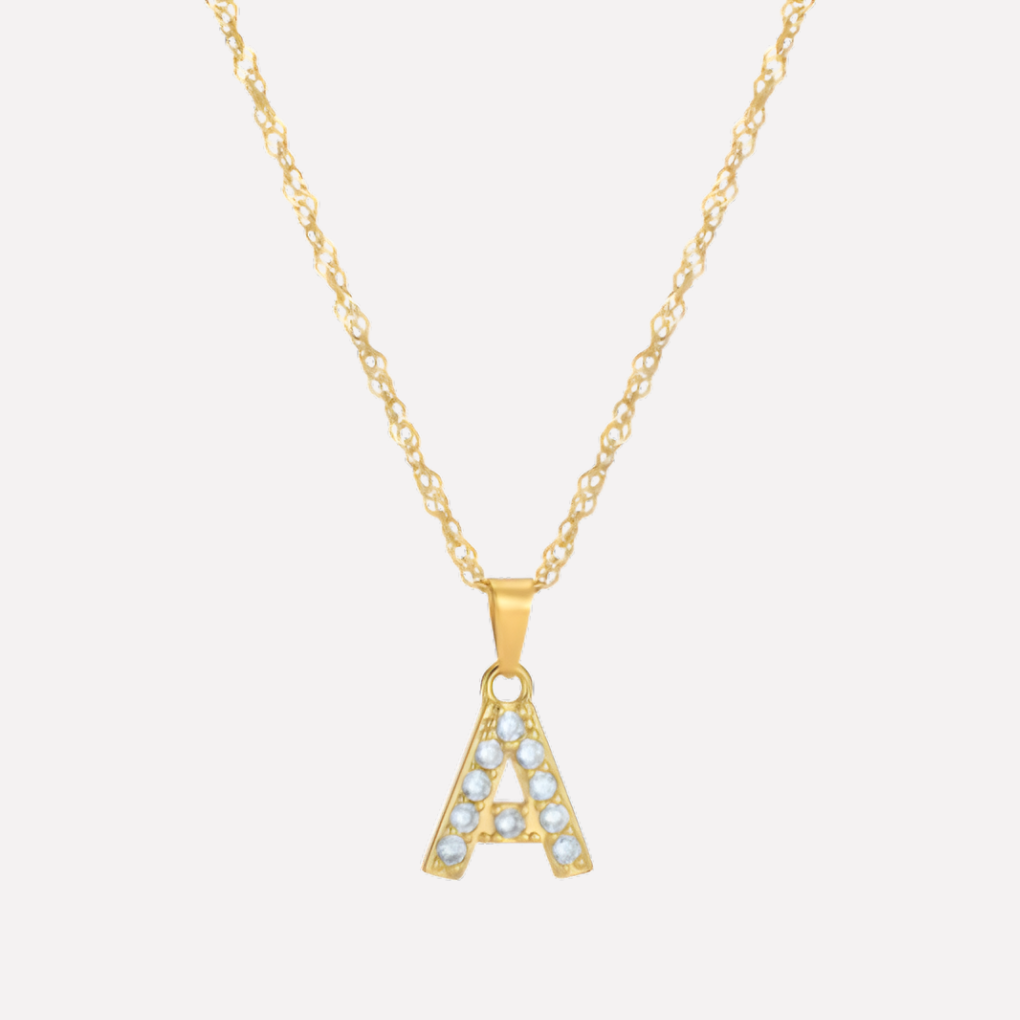 Letter Necklace with Zirconia