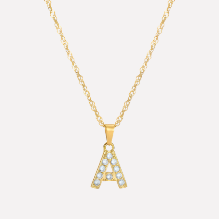 Letter Necklace with Zirconia