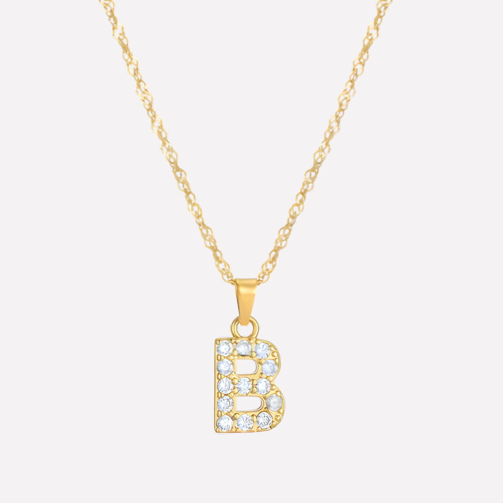 Letter Necklace with Zirconia