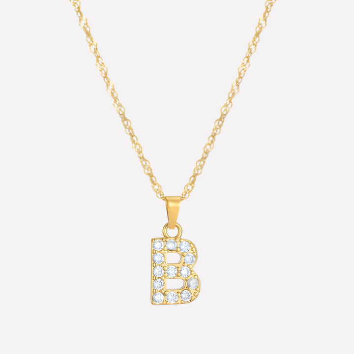 Letter Necklace with Zirconia