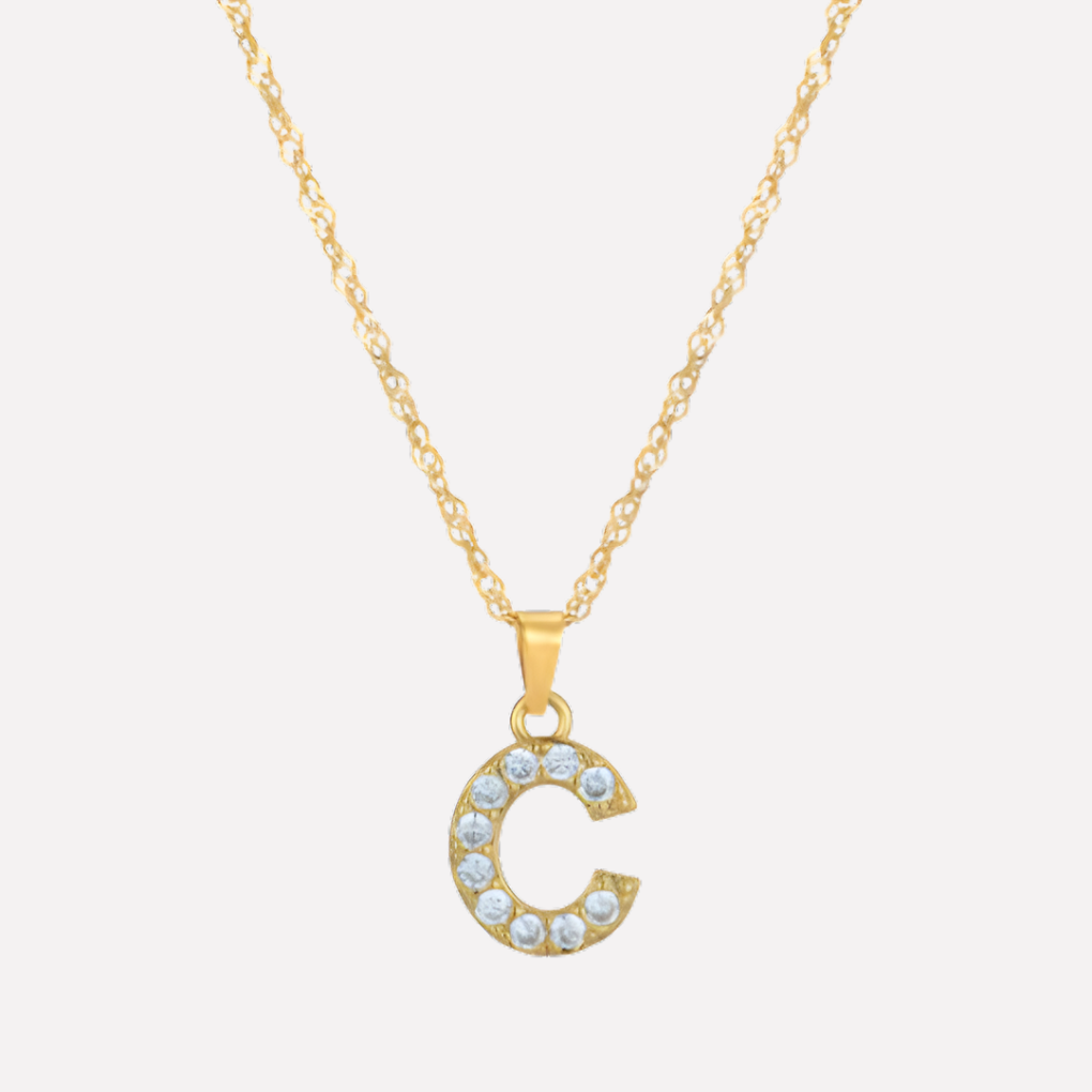Letter Necklace with Zirconia