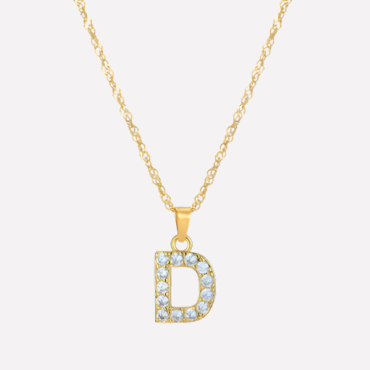 Letter Necklace with Zirconia