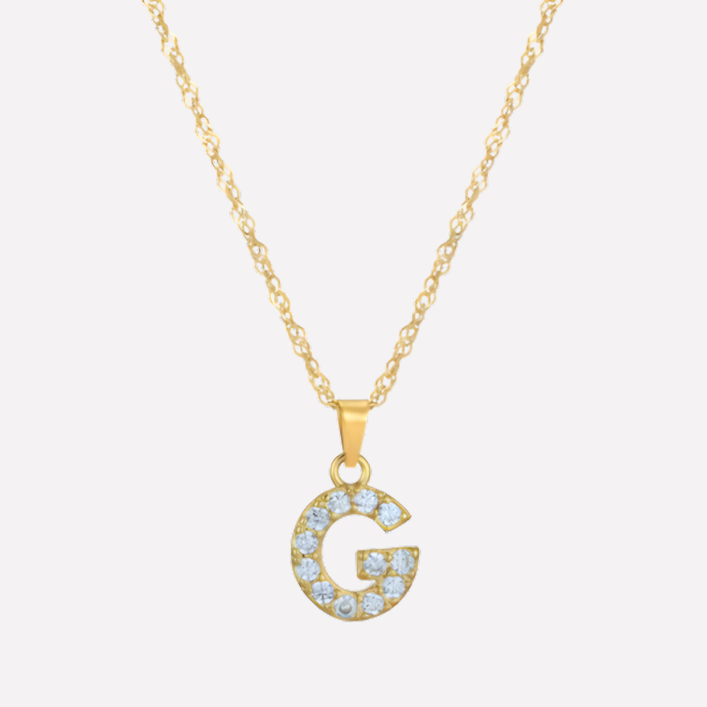 Letter Necklace with Zirconia