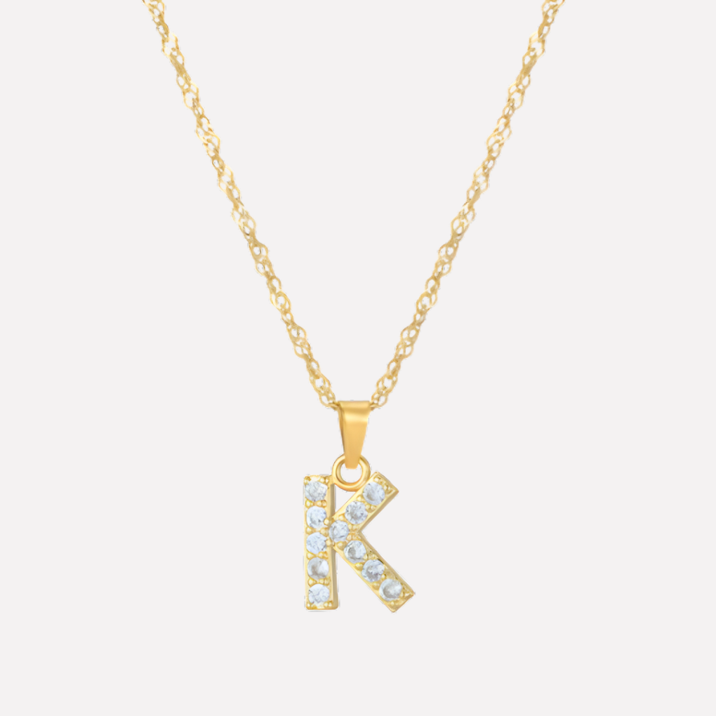 Letter Necklace with Zirconia