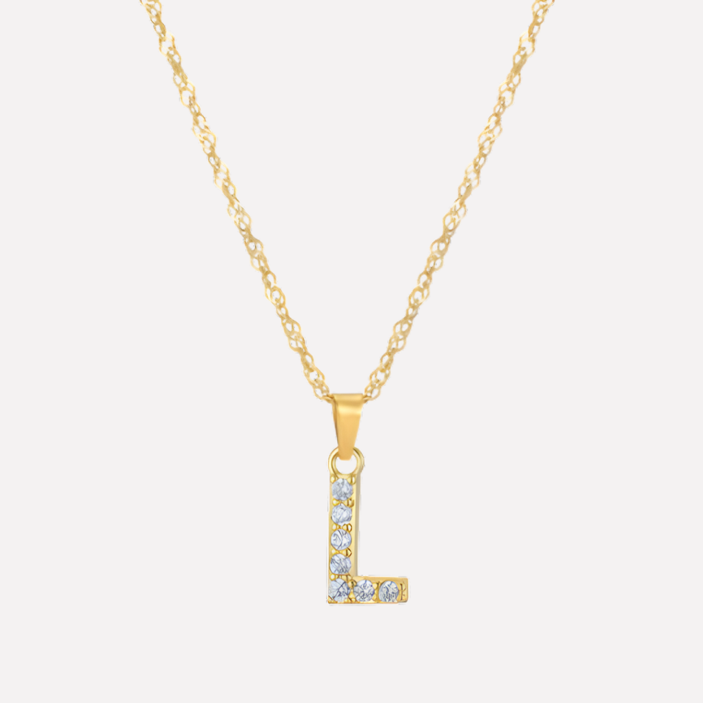 Letter Necklace with Zirconia