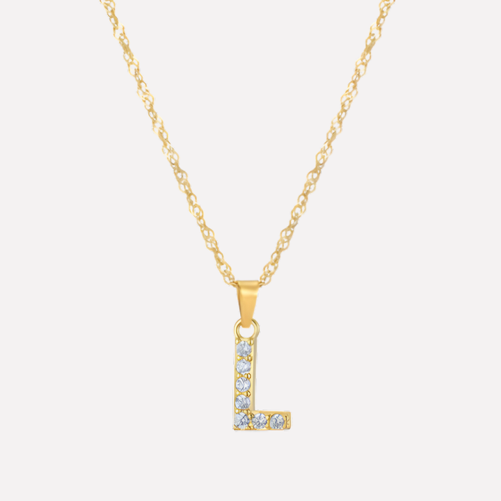 Letter Necklace with Zirconia
