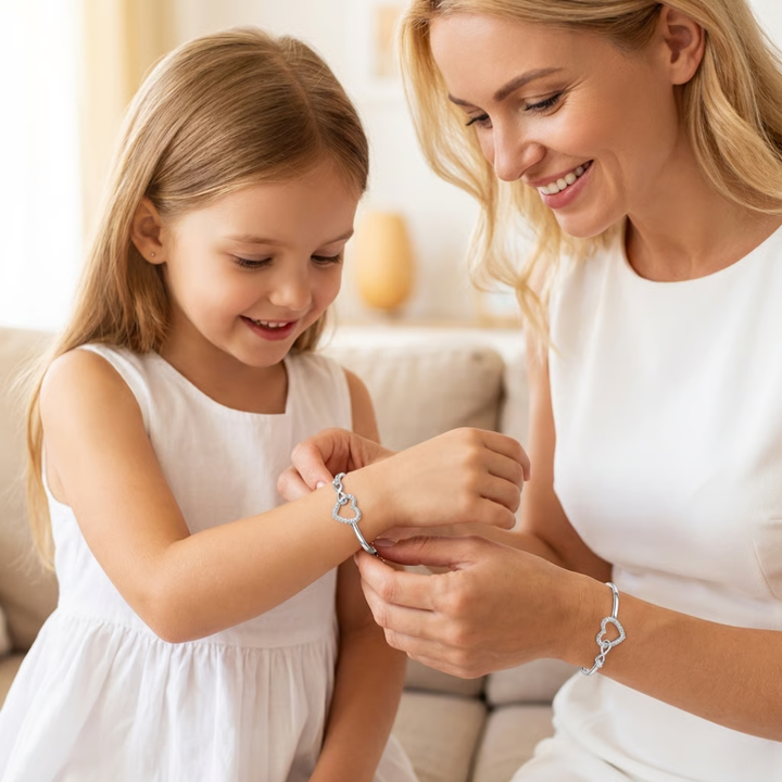 Mum and Daughter Infinity Heart Bracelet with Gift Box