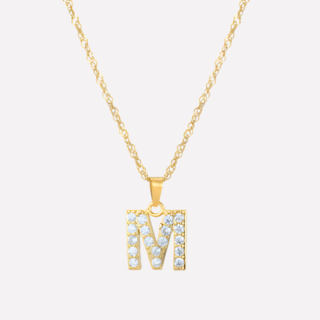 Letter Necklace with Zirconia