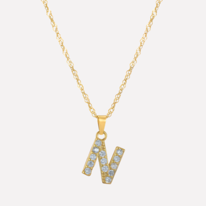 Letter Necklace with Zirconia