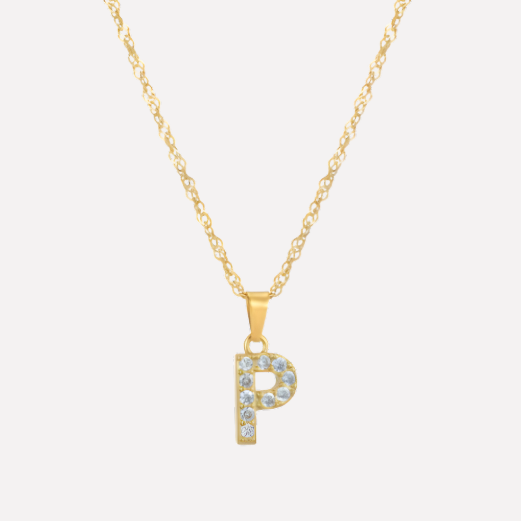 Letter Necklace with Zirconia