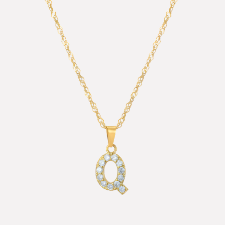 Letter Necklace with Zirconia