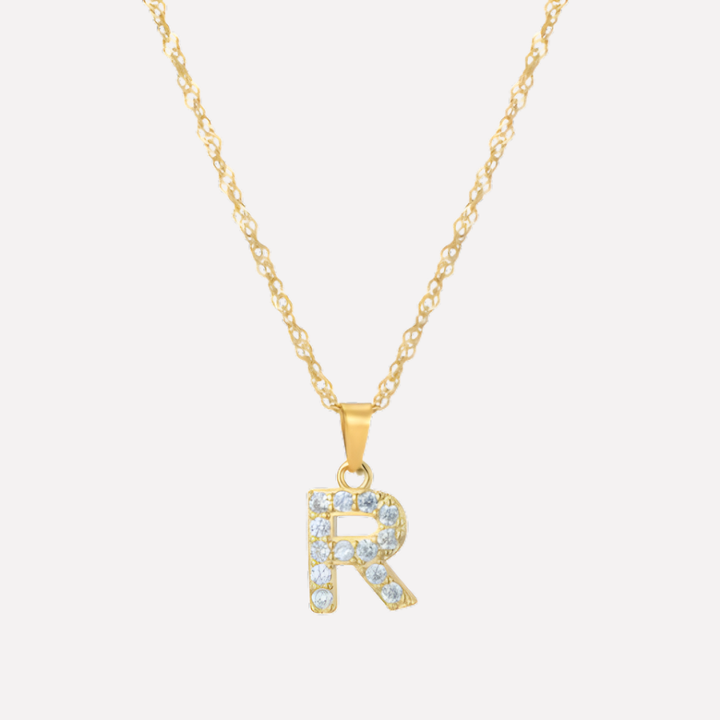 Letter Necklace with Zirconia