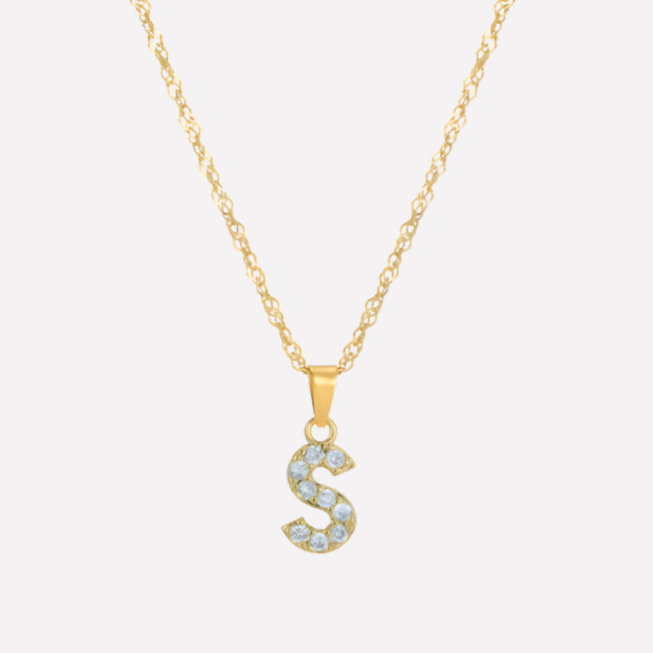 Letter Necklace with Zirconia