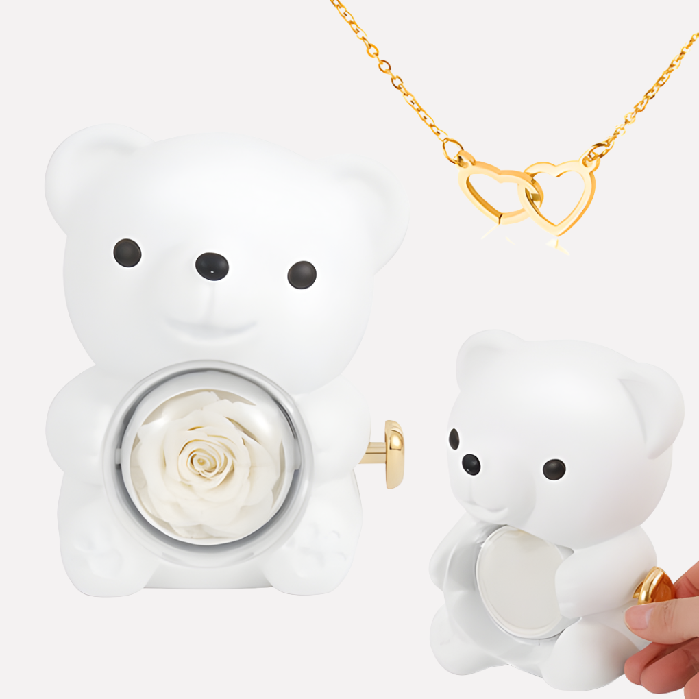 Engraved Heart Necklace with Keepsake Bear