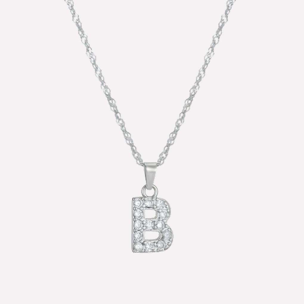 Letter Necklace with Zirconia
