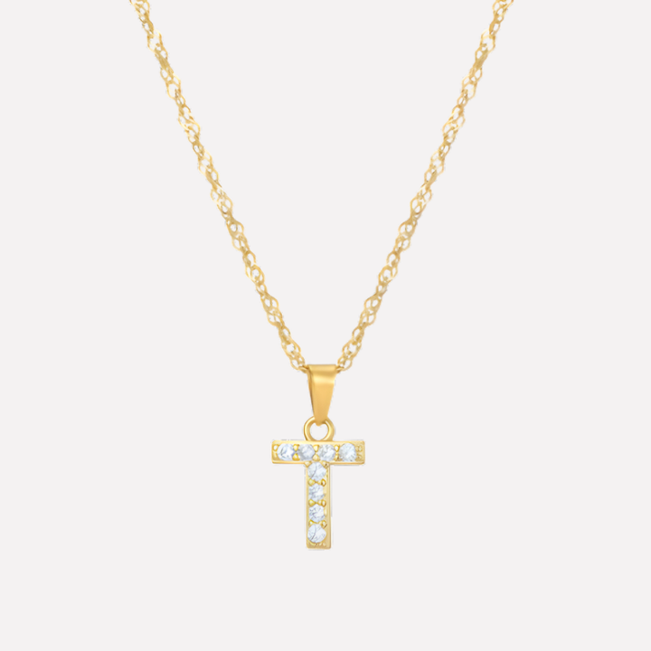 Letter Necklace with Zirconia
