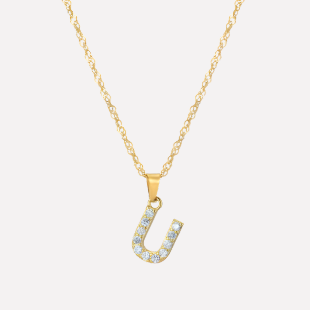 Letter Necklace with Zirconia