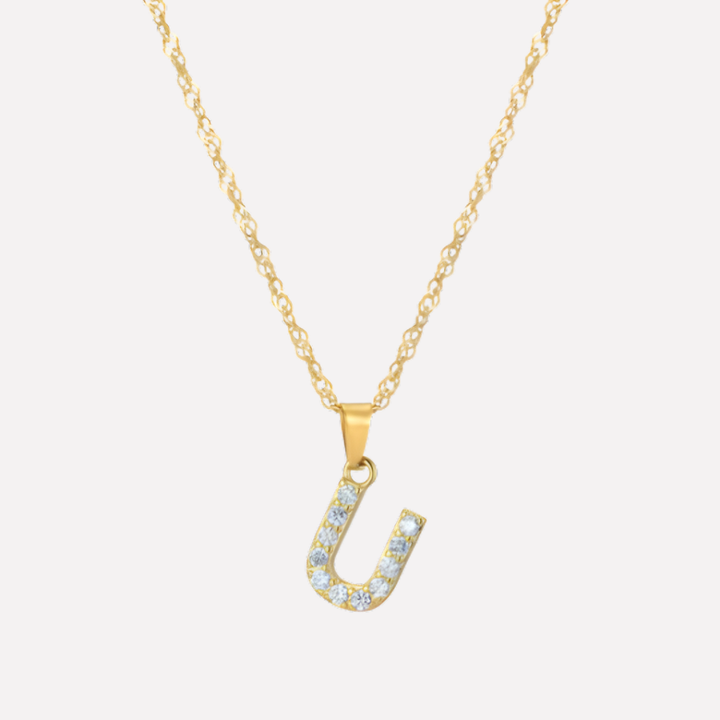 Letter Necklace with Zirconia