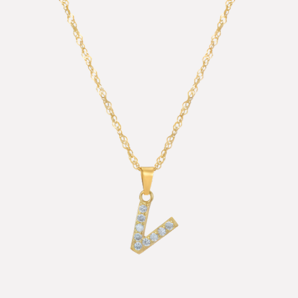 Letter Necklace with Zirconia
