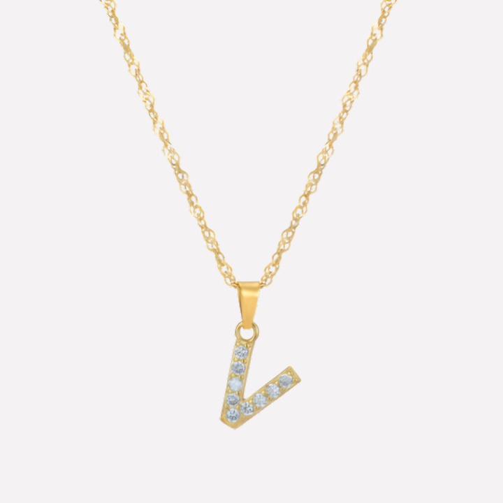 Letter Necklace with Zirconia