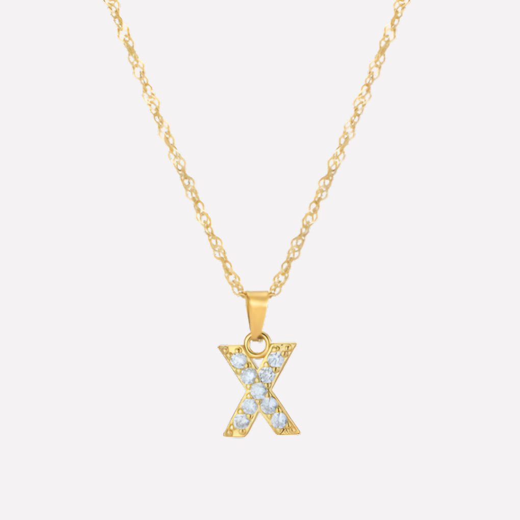 Letter Necklace with Zirconia