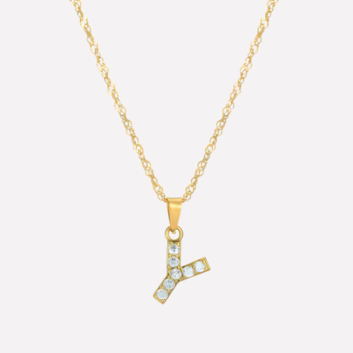 Letter Necklace with Zirconia