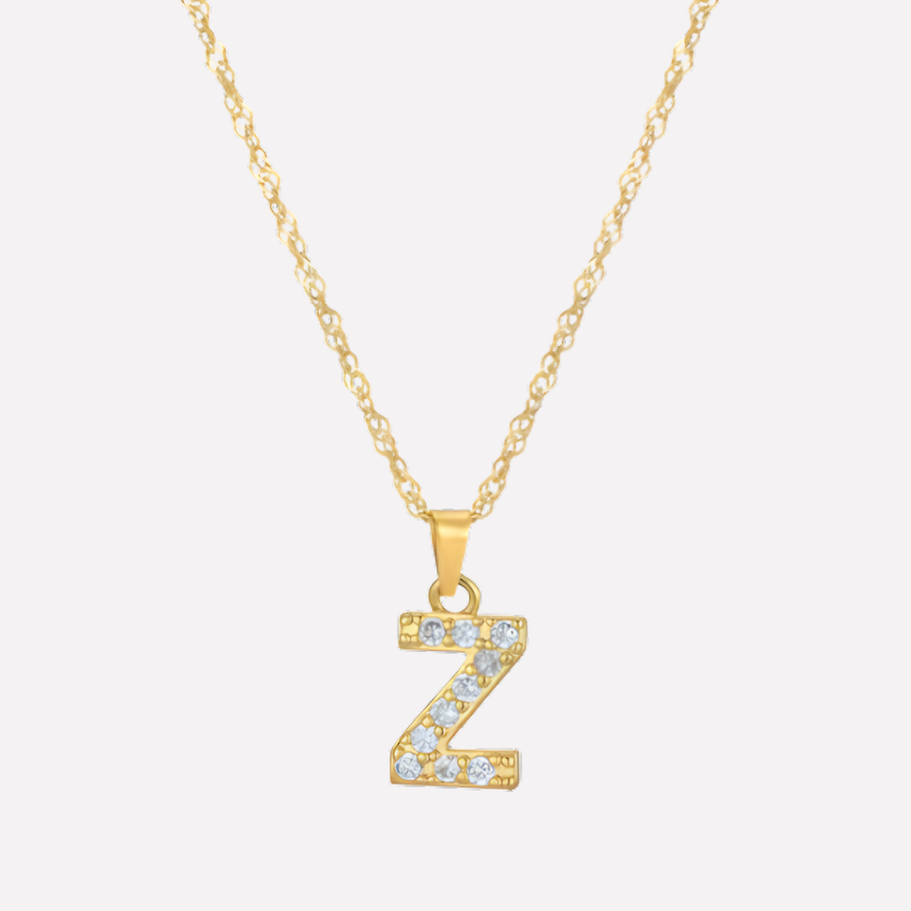 Letter Necklace with Zirconia