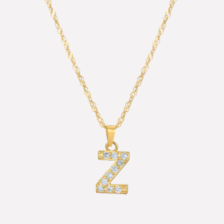 Letter Necklace with Zirconia