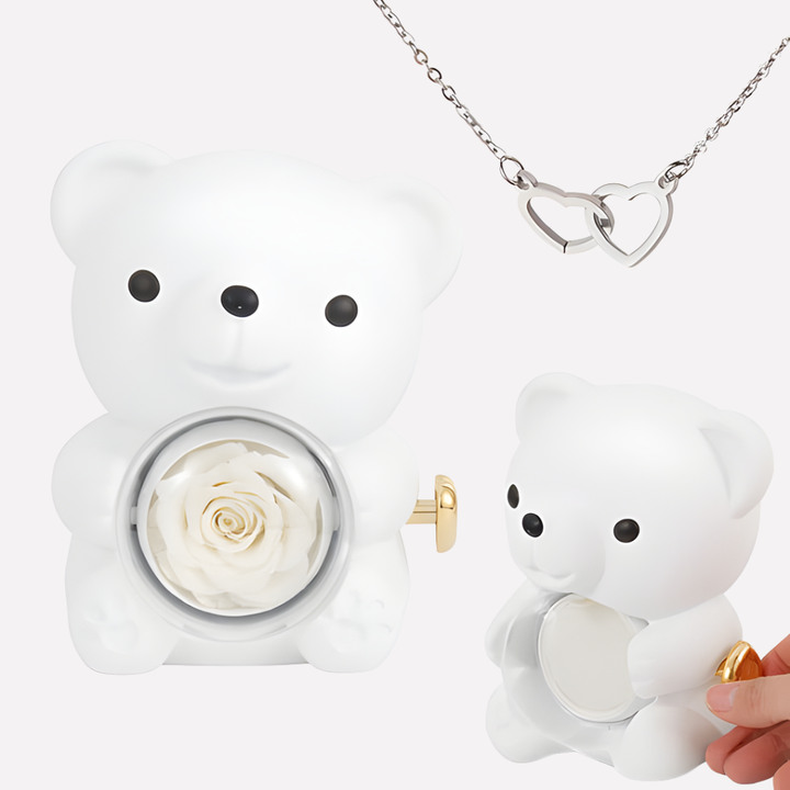 Engraved Heart Necklace with Keepsake Bear