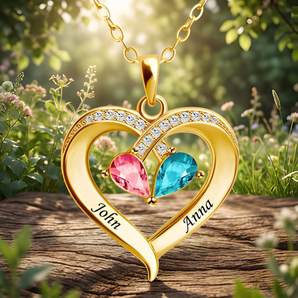 Birthstone Heart Necklace for Wife