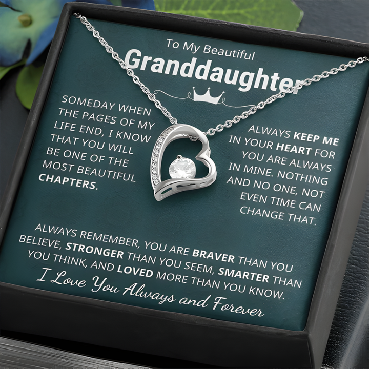 For Granddaughter I Love you Forever Heart Necklace