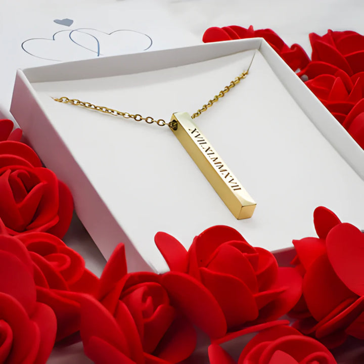 Engraved Roman Numerals Pendant Chain