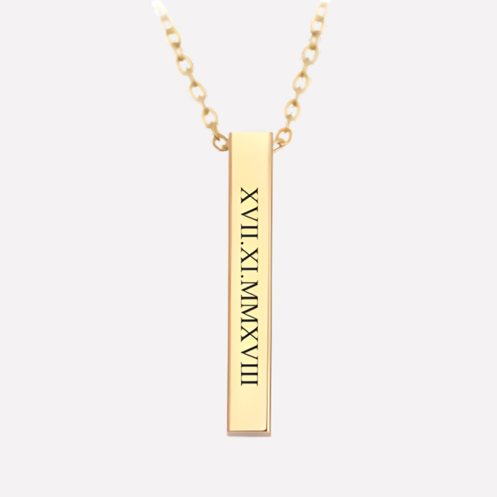 Engraved Roman Numerals Pendant Chain