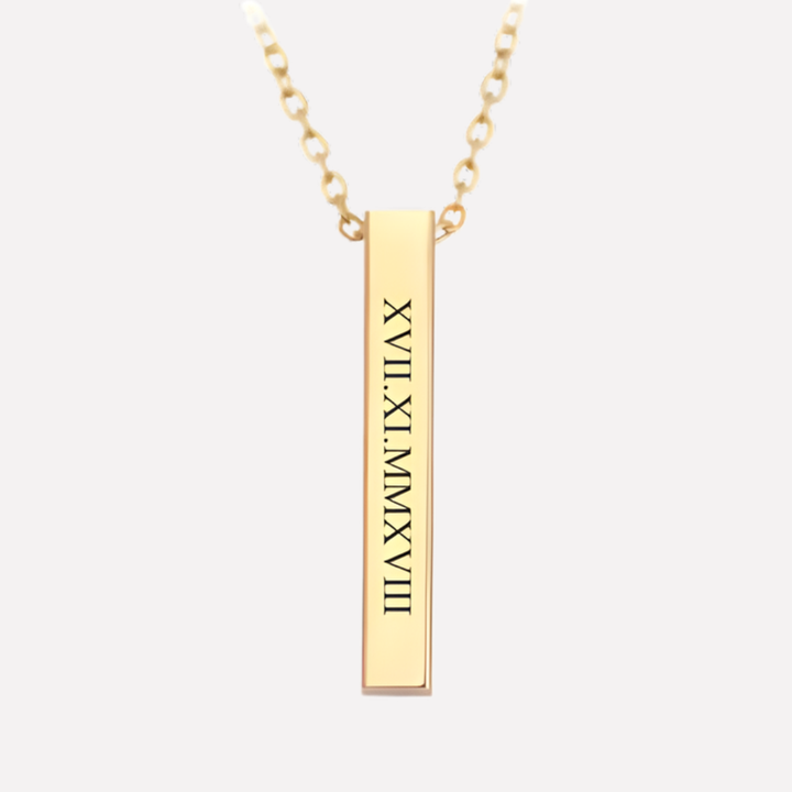 Engraved Roman Numerals Pendant Chain