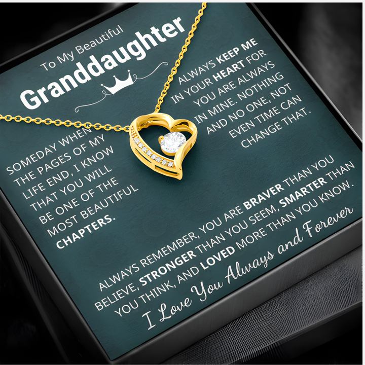For Granddaughter I Love you Forever Heart Necklace