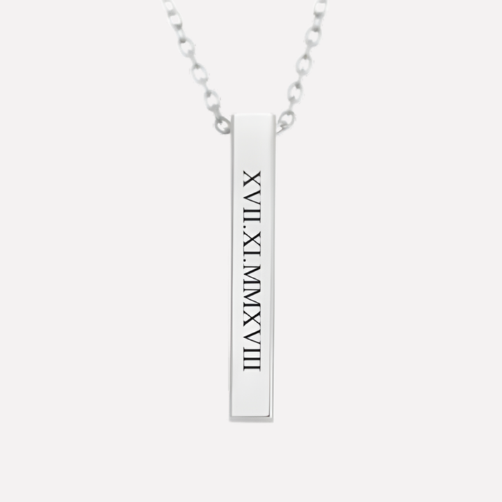 Engraved Roman Numerals Pendant Chain