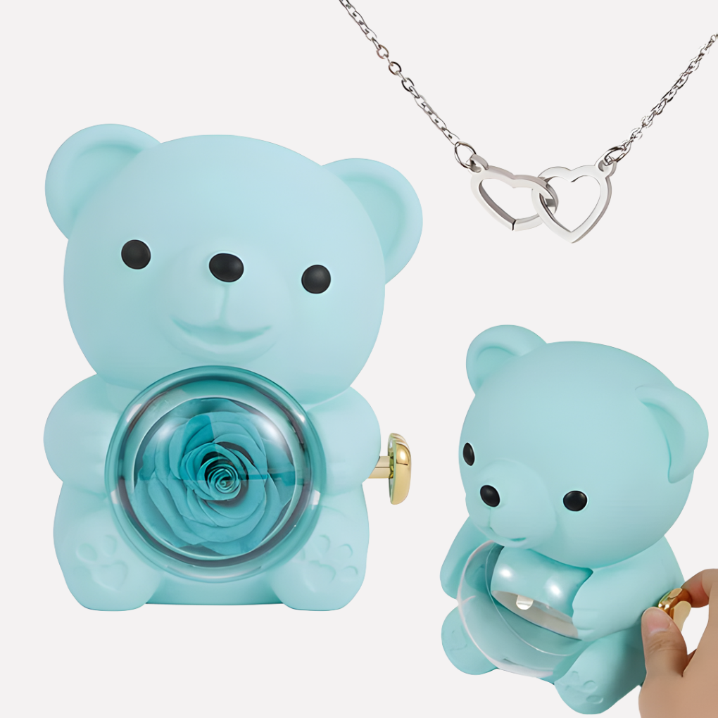 Engraved Heart Necklace with Keepsake Bear