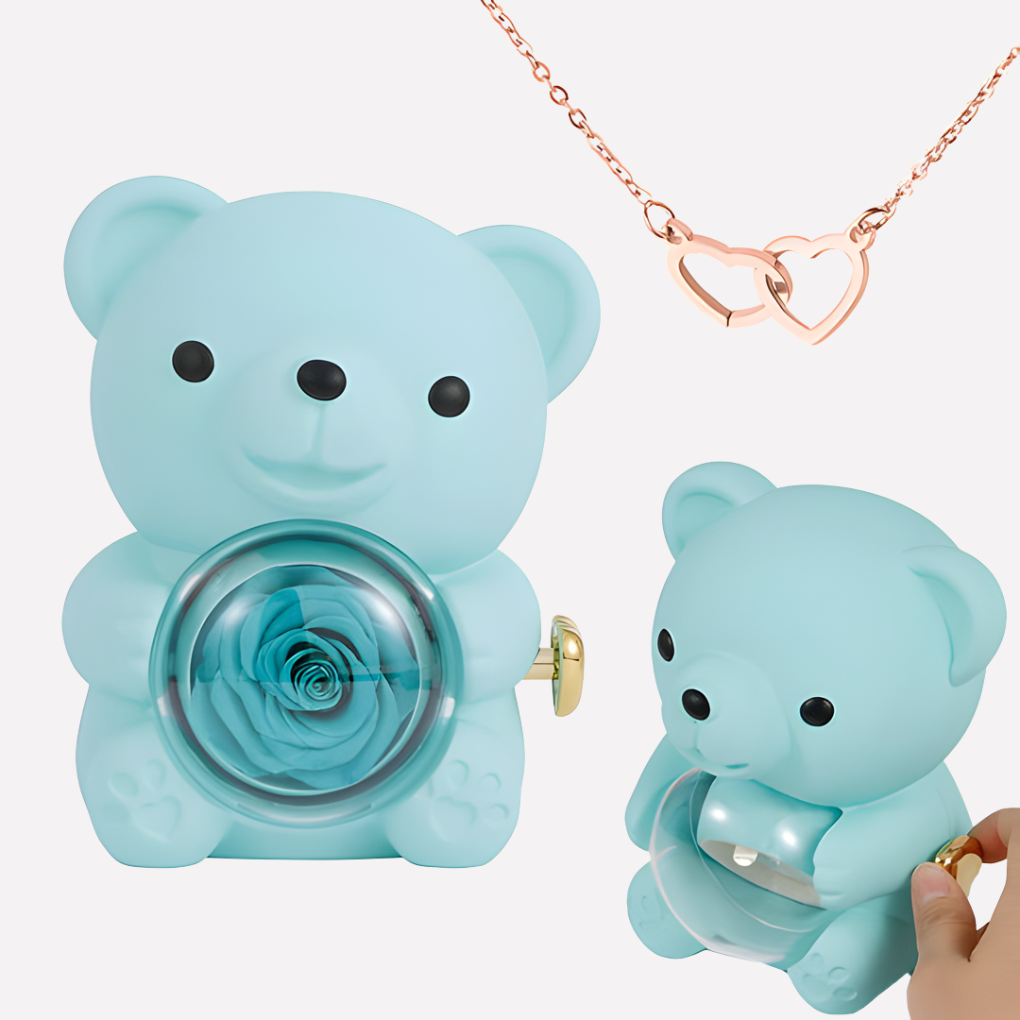 Engraved Heart Necklace with Keepsake Bear