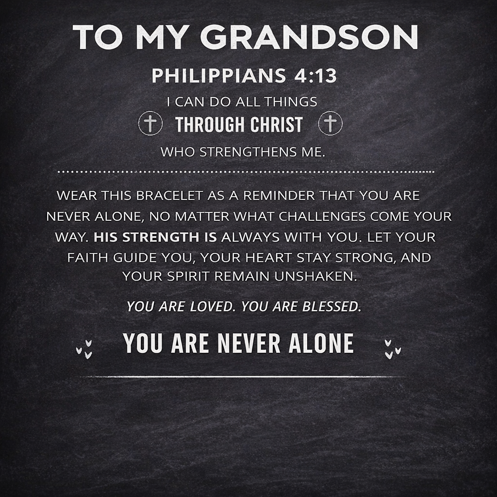 For Grandson – You Are Never Alone Personalized Eternal Guardian Faith Bracelet