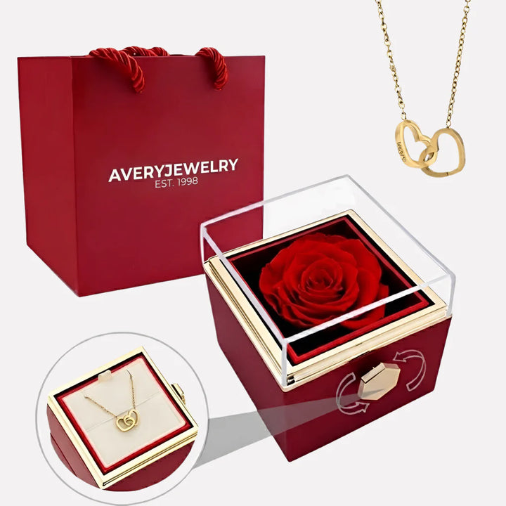 Eternal Rose Gift Box with Personalized Necklace